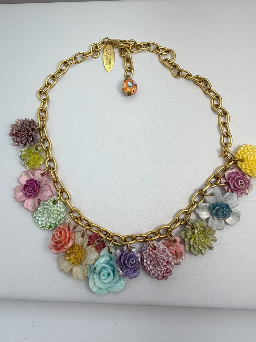 Gold-Tone Multicolor Floral Charm Necklace by Kate Spade